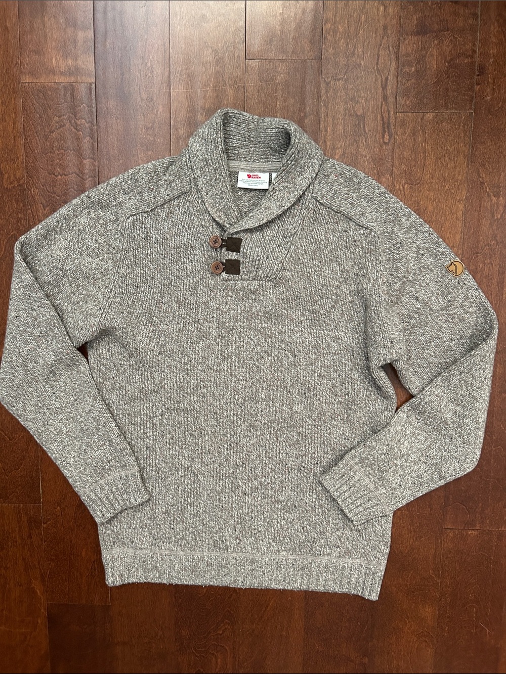Fjallraven Men's Marled Shawlneck Wool Blend Sweater, Size Large